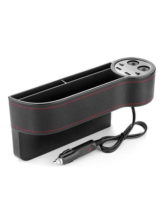 NIBEMINENT Car Seats Slot Storage Box Multi Function Dual USB Chargers Black - Image 1