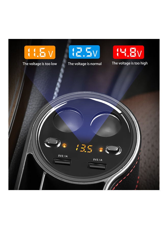 NIBEMINENT Car Seats Slot Storage Box Multi Function Dual USB Chargers Black - Image 4