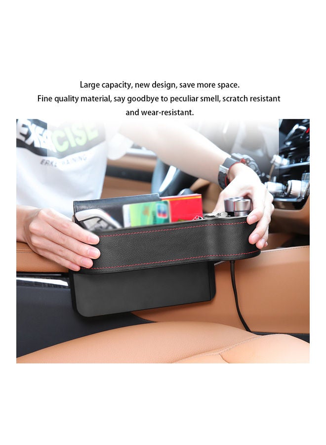 NIBEMINENT Car Seats Slot Storage Box Multi Function Dual USB Chargers Black - Image 2