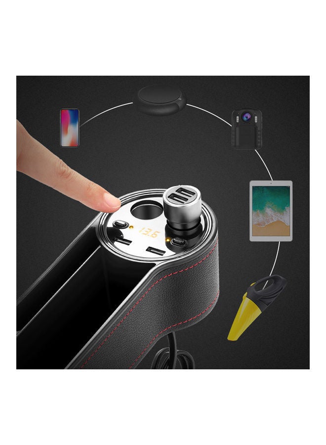 NIBEMINENT Car Seats Slot Storage Box Multi Function Dual USB Chargers Black - Image 5