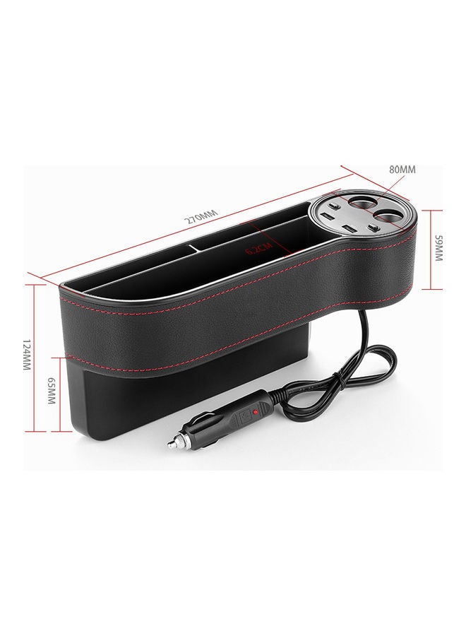 NIBEMINENT Car Seats Slot Storage Box Multi Function Dual USB Chargers Black - Image 3