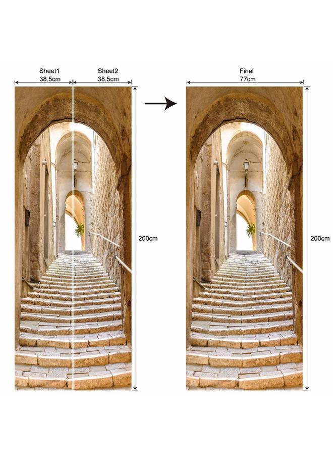 الأزرق جي دبليو 3D Art Life Series ، ملصق باب محاكاة قابل للإزالة ، ملصق حائط مقاوم للماء ، ملصق PVC لغرفة النوم - Image 1