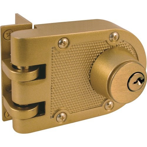 Prime-Line U 9972 Jimmy-Resistant Deadlock, Diecast, Brass Color, Angle Strike, Double Cylinder (Single Pack) - Image 3