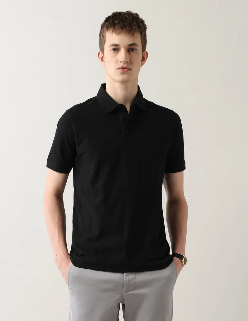 Arrow Textured Night Is Young Polo Shirt