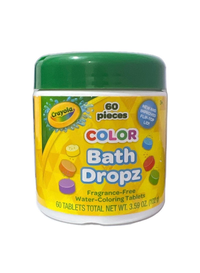 Crayola, Shaker Bath Dropz, 3+, Fragrance-Free, 60 Tablets, 3.59 oz (102 g)