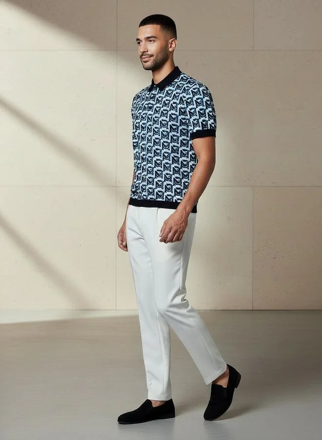 Emperor Emperor Men Short Sleeves Jacquard Polo T-shirt