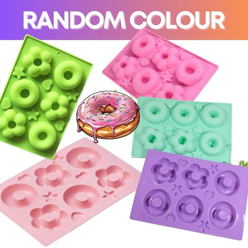 PureBake Silicone Donut Mold Non-Stick, Heat-Resistant, BPA-Free, Dishwasher Safe – Set of 1 for Perfect Donuts, Cakes, Bagels & Biscuits – Easy Release, Flexible, and Durable - 1 PCS Random Colour - Image 3