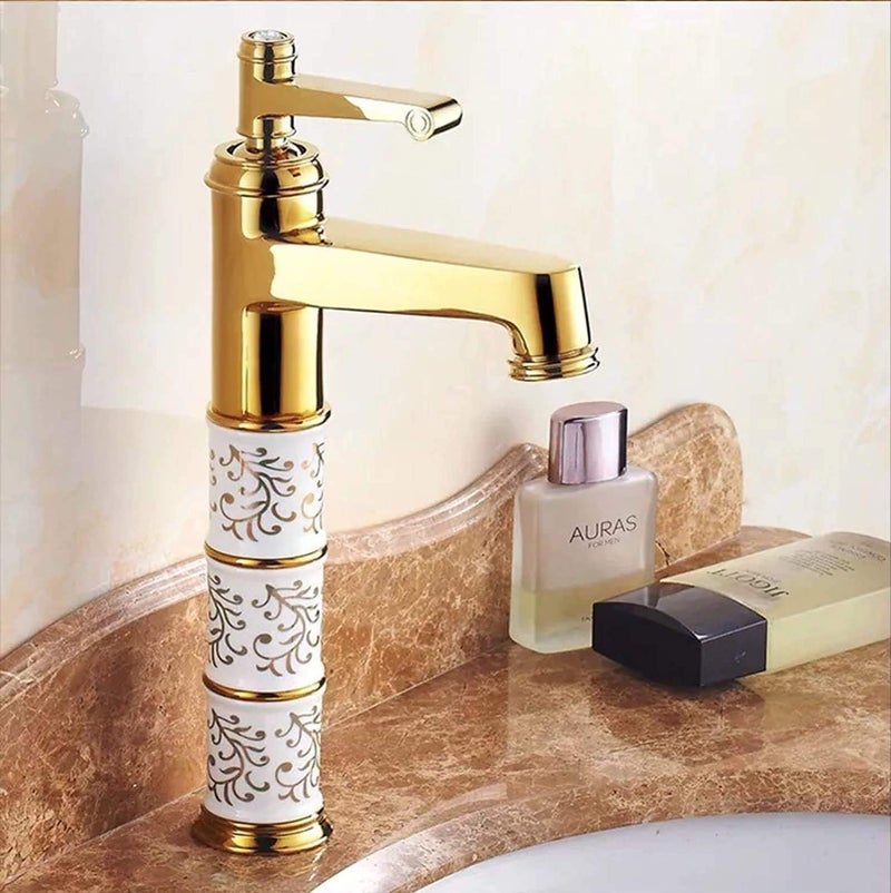 B Backline Basin Mixer Tap Hot & Cold | Tap for Wash Basin | Wash Basin Faucet | Pillar tap for Basin | Tap for Bathroom & Livingroom (Gold) - Image 1
