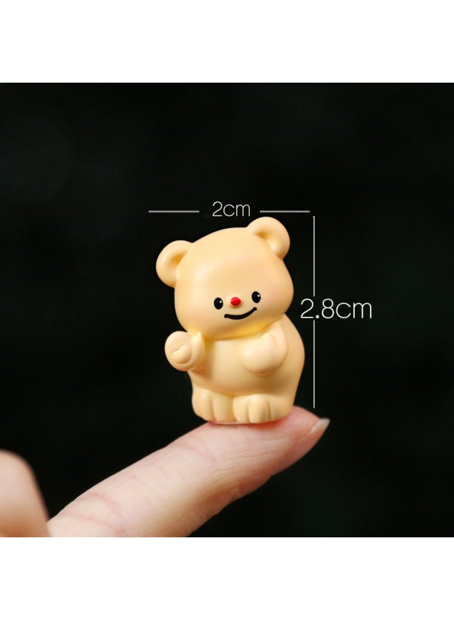 Cute Mini Yellow Bear Hand-made Model Small Doll Micro Landscape Decorations Creative Car Desktop Small Ornaments-Color:Goodbye Bear  - Image 1