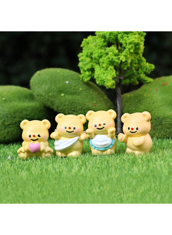 Cute Mini Yellow Bear Hand-made Model Small Doll Micro Landscape Decorations Creative Car Desktop Small Ornaments-Color:Goodbye Bear  - Image 4