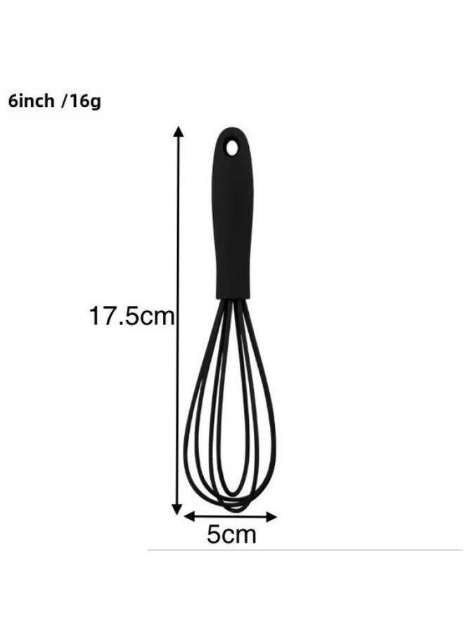 6 Inch Mini Children's Special Egg Beater Cream Mixer Food Grade Silicone Baking Tools In Stock-Color:Black - Image 1