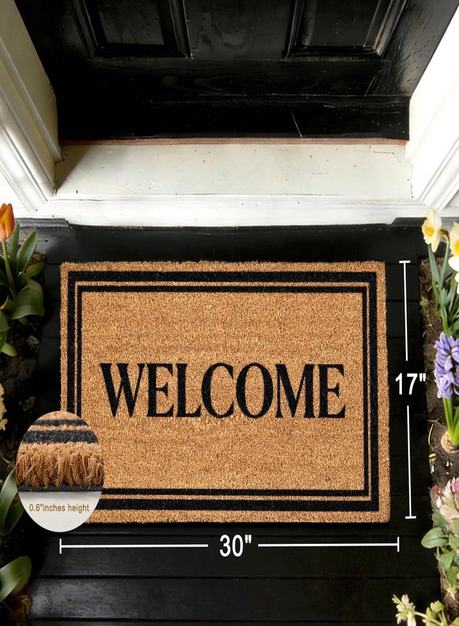 ULTSOFE Natural Coco Coir Welcome Mat with Heavy Duty Backing, 17" x 30" Anti-Slip Easy Clean Coconut Door Mat Outside Entrance, Indoor Outdoor Welcome Doormat for Front Door, Porch, Entry, Patio - Image 3