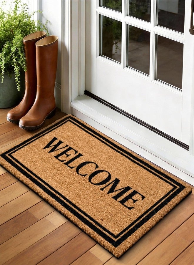 ULTSOFE Natural Coco Coir Welcome Mat with Heavy Duty Backing, 17" x 30" Anti-Slip Easy Clean Coconut Door Mat Outside Entrance, Indoor Outdoor Welcome Doormat for Front Door, Porch, Entry, Patio - Image 2