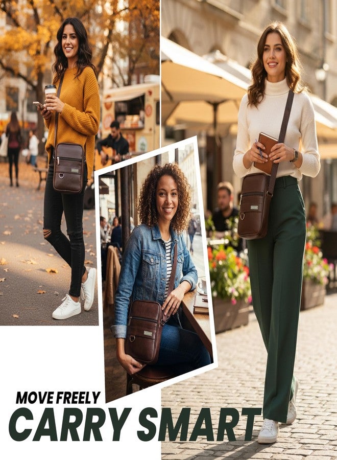 Storite Small PU Leather Messenger Sling Bag | Crossbody Travel & Office Shoulder Bag for Men Women | One-Side Sling Bag | With Adjustable Shoulder Strap (Brown - 16x5x23.5 cm) - Image 3