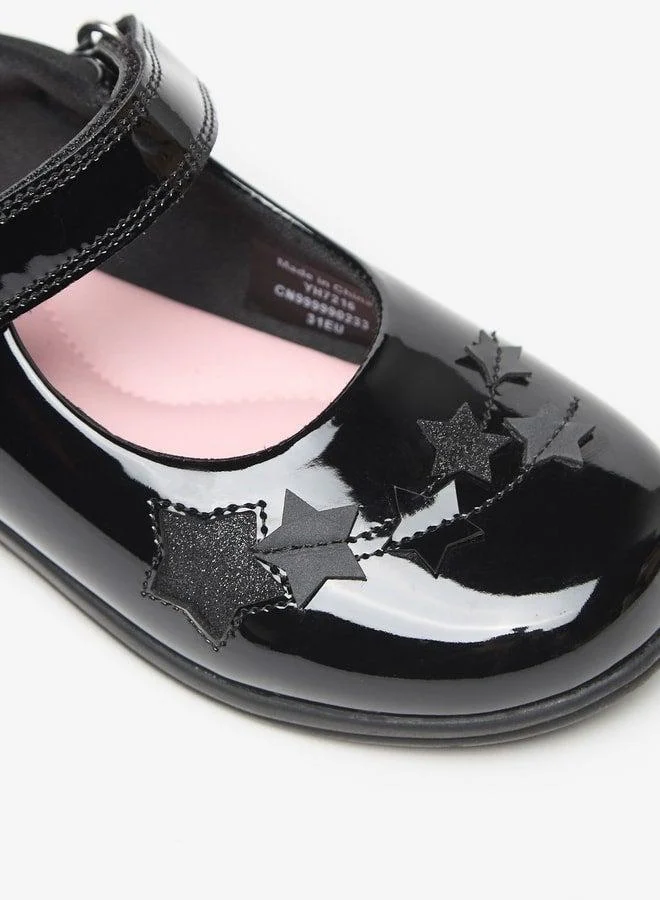 JUNIORS Star Applique Mary Jane Shoes with Hook and Loop Closure