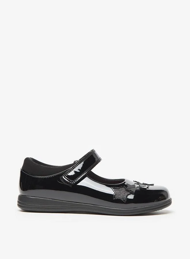 JUNIORS Star Applique Mary Jane Shoes with Hook and Loop Closure