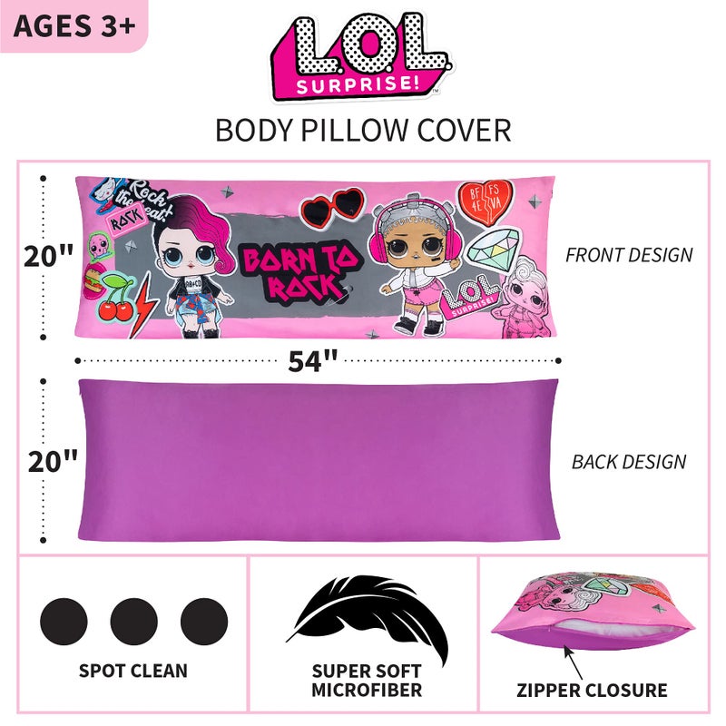 Franco Kids Bedding Super Soft Microfiber Zippered Body Pillow Cover, 54 in x 20 in, LOL Surprise - Image 3