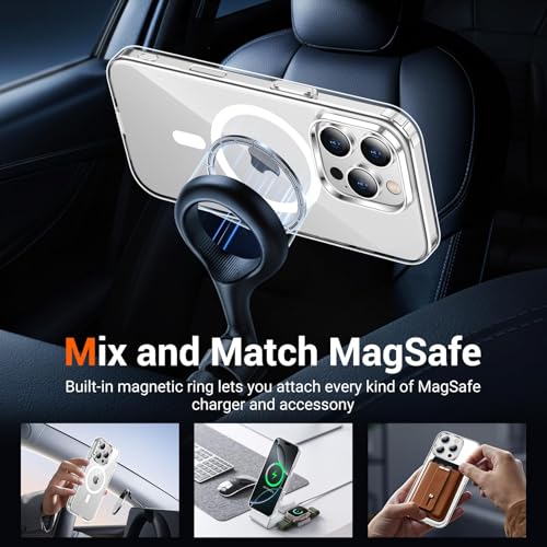 AIBEX Clear Mag-Saf Case for iPhone 16 Pro - 1,500 G Strong Magnetic Lock, Crystal-Clear Anti-Yellowing Back | Military-Grade Drop Protection | Camera Guard, Slim & Lightweight - Crystal - Image 3