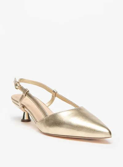 Flora Bella By Shoexpress Solid Slingback Shoes with Kitten Heels and Buckle Closure