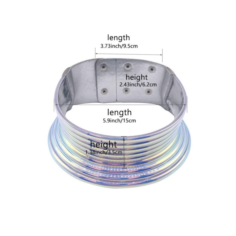 SOLARAE Gold Silver African Egypt Punk Snap Resin Chunky Leather Choker Collars for Women, Fashion Statement Necklace Jewelry - Image 2