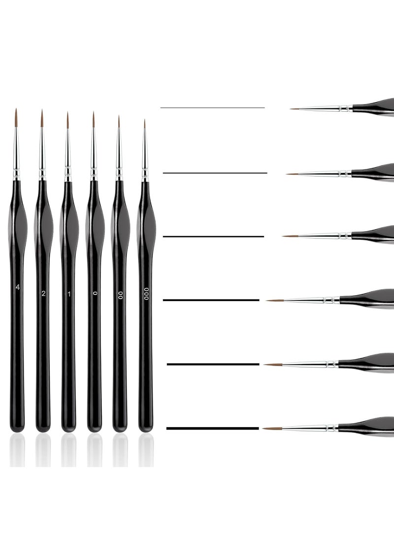 Prasacco 6 Pcs Miniature Paint Brushes,Fine Paint Brushes Detail Paint Brushes with Ergonomics Grip Handles Fine Tip Paint Brush for Crafts Acrylic Watercolor Oil Face Paint by Number (Black)  - Image 2
