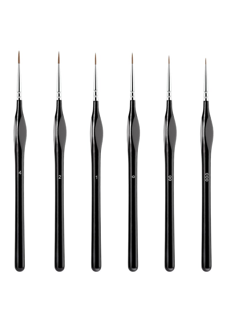 Prasacco 6 Pcs Miniature Paint Brushes,Fine Paint Brushes Detail Paint Brushes with Ergonomics Grip Handles Fine Tip Paint Brush for Crafts Acrylic Watercolor Oil Face Paint by Number (Black)  - Image 1