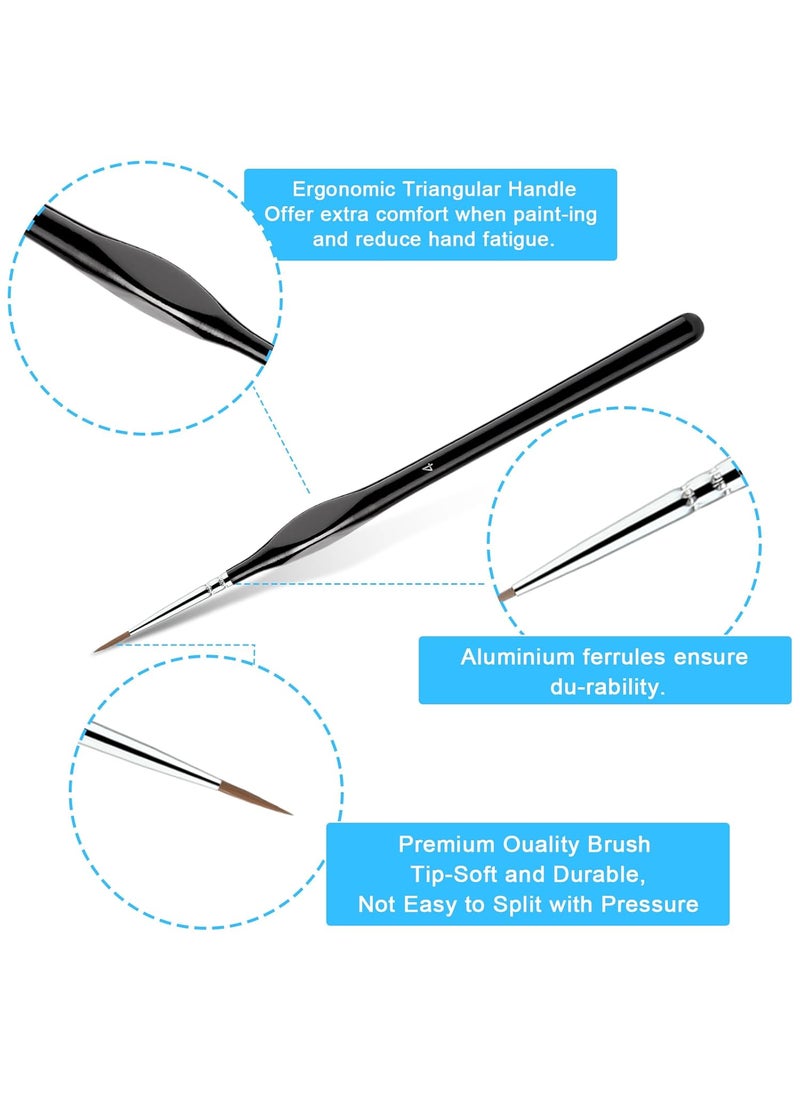 Prasacco 6 Pcs Miniature Paint Brushes,Fine Paint Brushes Detail Paint Brushes with Ergonomics Grip Handles Fine Tip Paint Brush for Crafts Acrylic Watercolor Oil Face Paint by Number (Black)  - Image 4