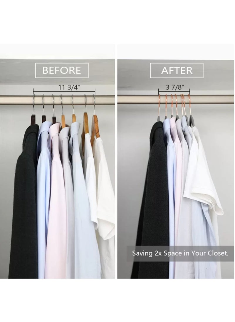 Creative Deco - CREATIVE DECO - Premium Velvet Clothes Hangers 50 Pack | Grey/Rose Gold  Hangers for Coats, Pants & Dress Pants, Non Slip Felt Hangers, Non Slip Clothes Hangers Set, Heavy Duty Coat Hangers (Grey) - Image 1