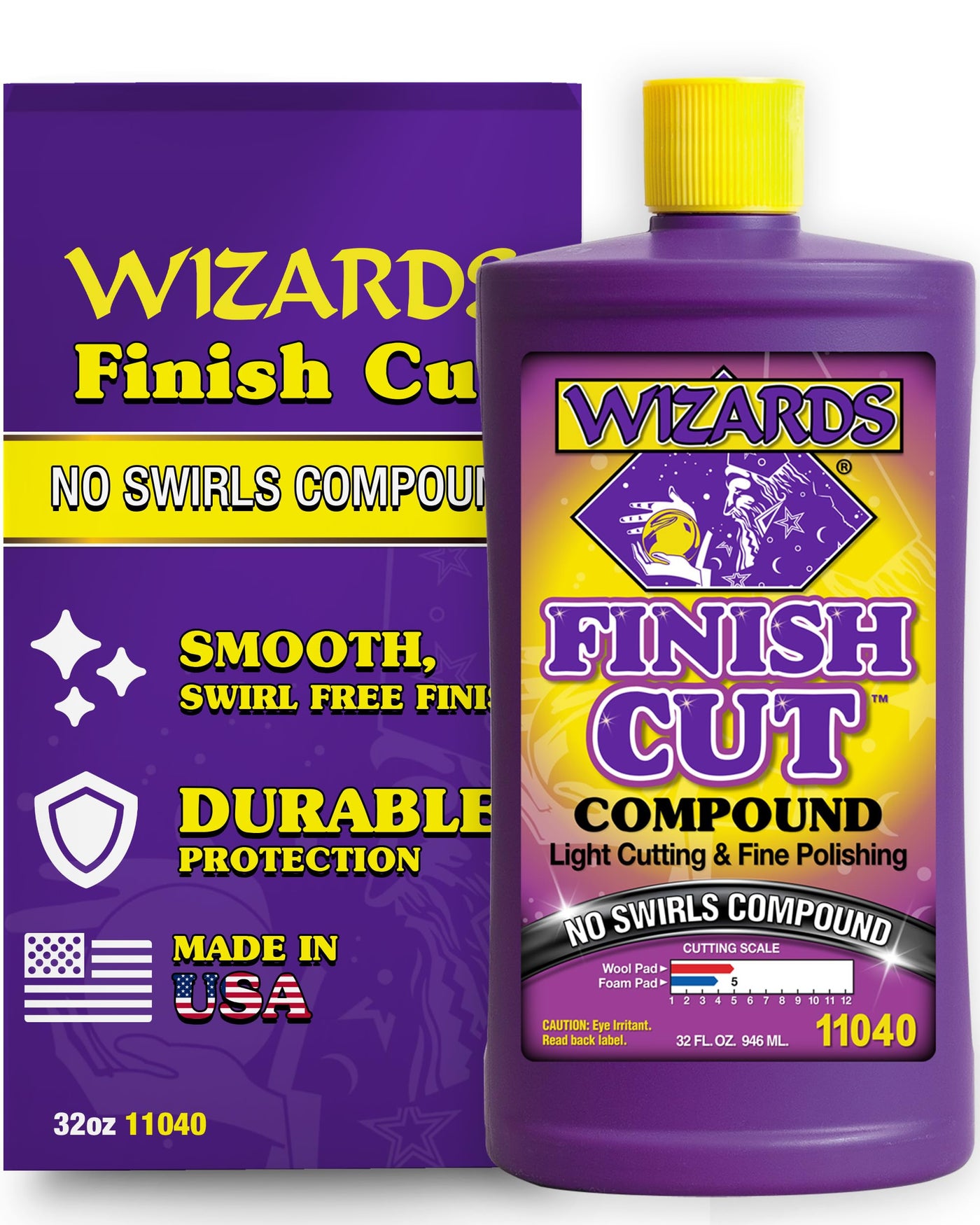 Wizards Finish Cut Compound - Levels Scratches and Brightens Dull Finishes - Easy Clean-Up for Automotive and Auto Paint Correction - Non-Greasy Water-Based Polish for a Smooth Show Finish - 32 oz