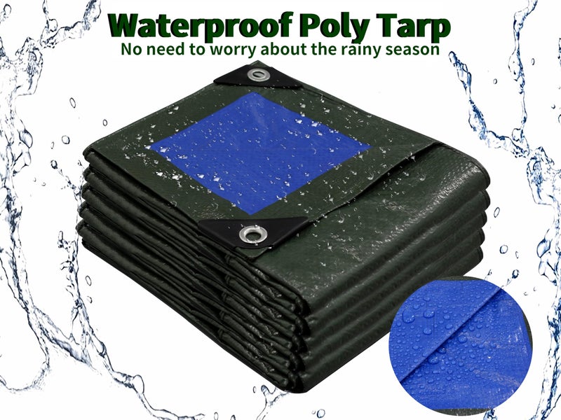 Tarpal 5X7 Feet Green Tarp Waterproof (2 Pack) Small Tarps Multipurpose Protective Cover All Purpose Poly Tarps Cover For Firewood Outdoor Furniture Etc - Image 2