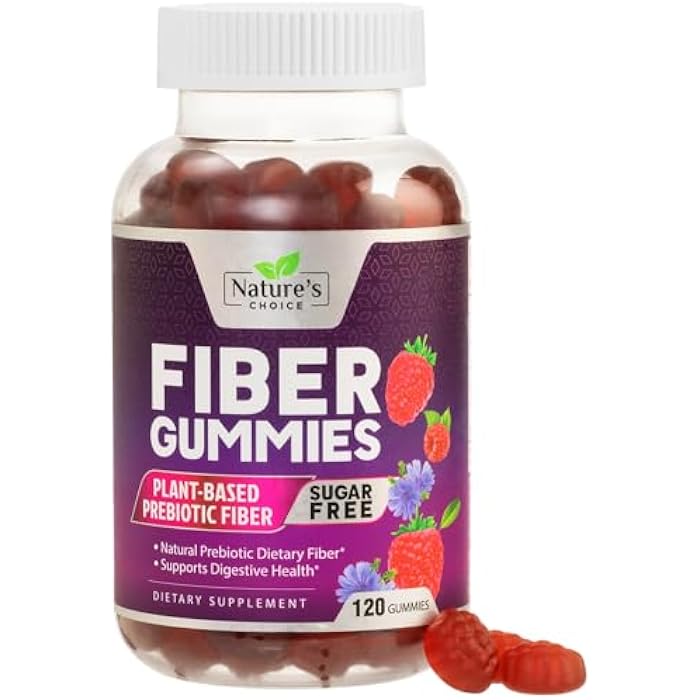 Nature's Choice Fiber Gummies For Adults - Daily Digestive Health & Regularity Support - Sugar Free Soluble Fiber 4g Per Serving Gummy Supplement - Plant Based Prebiotic Gut & Digestion Support Gummy - 120 Gummies - Image 1