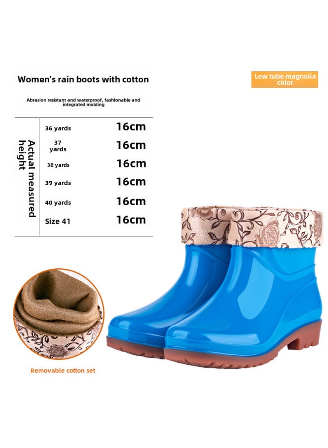 Low Heel Fashion Long Barrel Rain Boots Women's Non-slip High Barrel Water Shoes Kitchen Pvc Women's Rain Shoes High-top Women's Soft Rubber Shoes