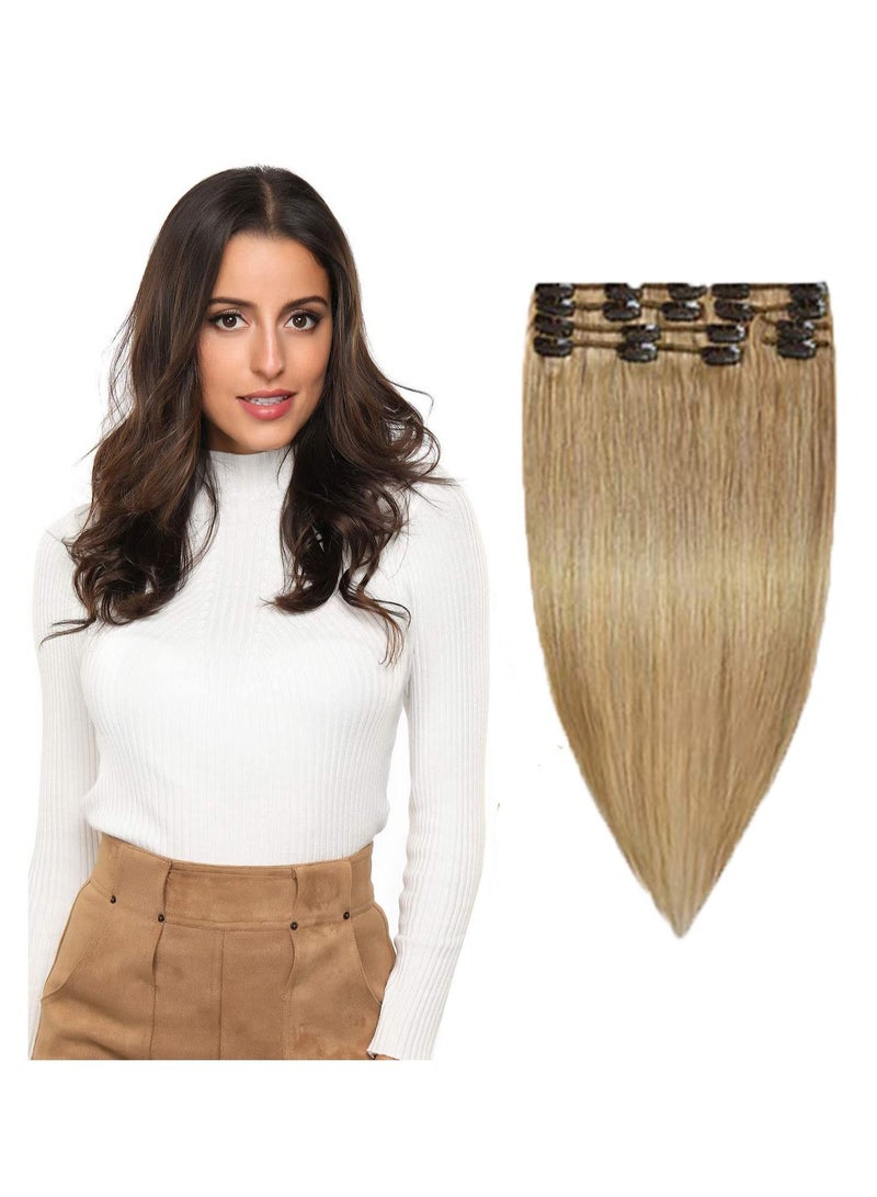 Estelle Clip in Hair Extensions Remy Human Hair Light Brown - Image 1
