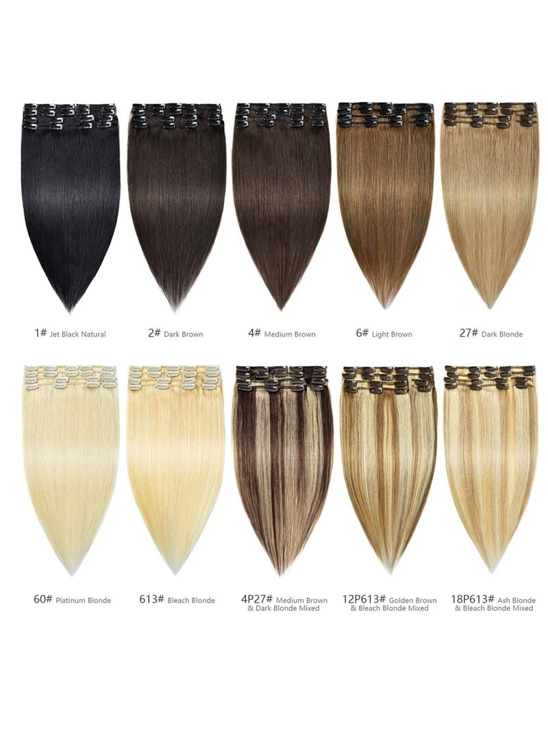 Estelle Clip in Hair Extensions Remy Human Hair Light Brown - Image 3