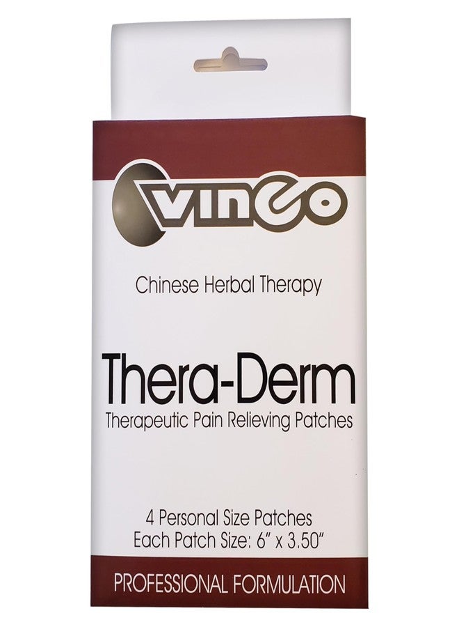 Vinco Inc – Thera-Derm 4 Pack Herbal Adhesive Patches for Muscular & Joint Support | (6″ x 3.25″) | Eases Discomfort & Supports Recovery | Herbal Topical Formula for Wellness - Image 1