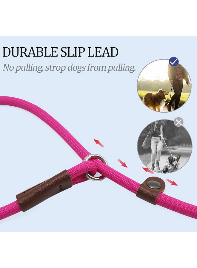 MayPaw Slip Lead Control Leash for Dogs No Pull, 13+ Colors Classic Dog Leash 7FT Pet Slip Leash, 1/4” Rope Leash for Small Medium Animals (7ft*1/4", Rose red) - Image 3