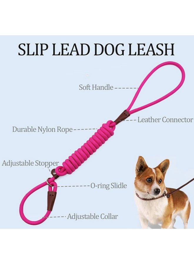 MayPaw Slip Lead Control Leash for Dogs No Pull, 13+ Colors Classic Dog Leash 7FT Pet Slip Leash, 1/4” Rope Leash for Small Medium Animals (7ft*1/4", Rose red) - Image 2