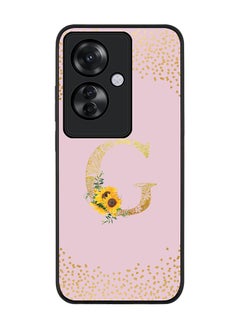 Stylizedd Rugged Black edge case for Oppo Reno11 F / Oppo F25 Pro 5G, Slim fit Soft Cover - Custom Monogram Initial Letter Floral Pattern Alphabet - G (Pink)  - Image 1