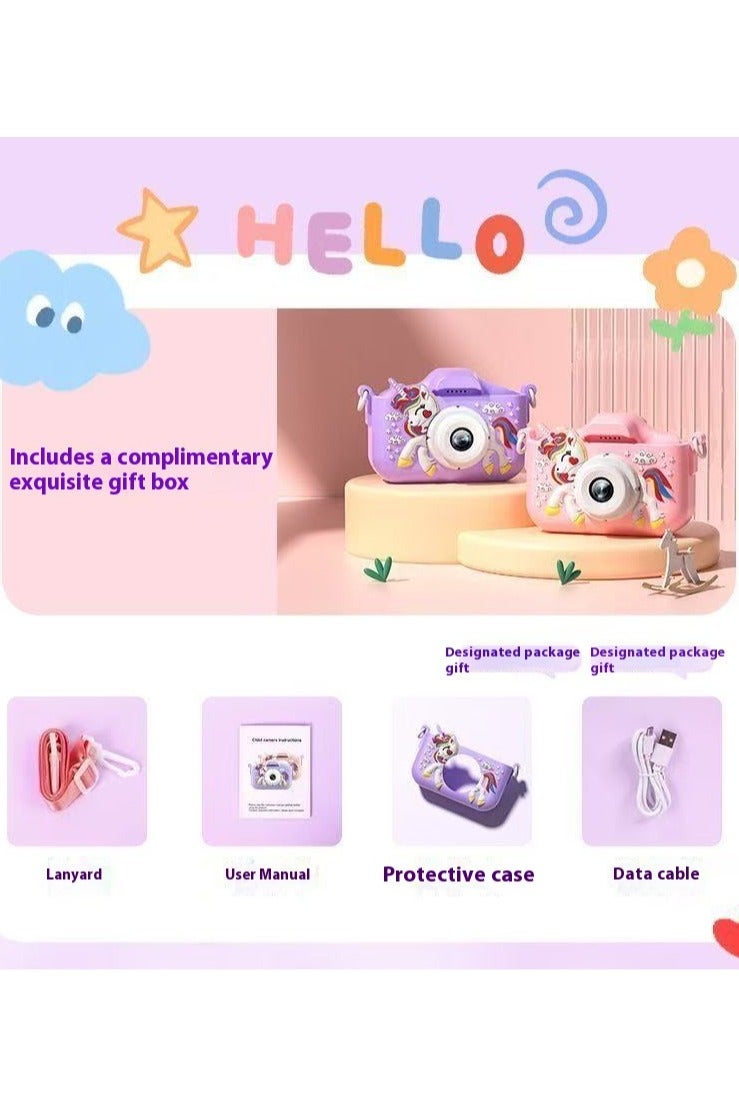 Kids Camera,1080P HD Digital Video Camera Toy for Age3-6+ Boys/Girls, Birthday Festival Gifts for Kids,USB Rechargeable Kids Selfie Camera with 128GB SD Card and (Purple) - Image 2