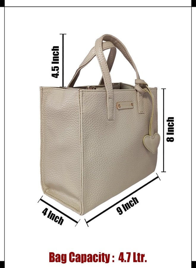 MANDAVA Women's/Ladies Top Handle PU Leather Handbag, Shoulder Bag with Tussle (Cream) - Image 4