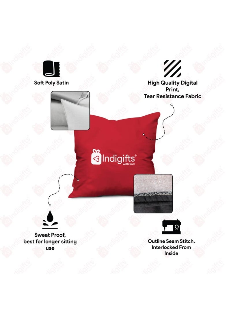 Indigifts - Indigifts Fancy Micro Satin Fibre Pillow Cover with Filler (Red 12X12-inches) - Image 1