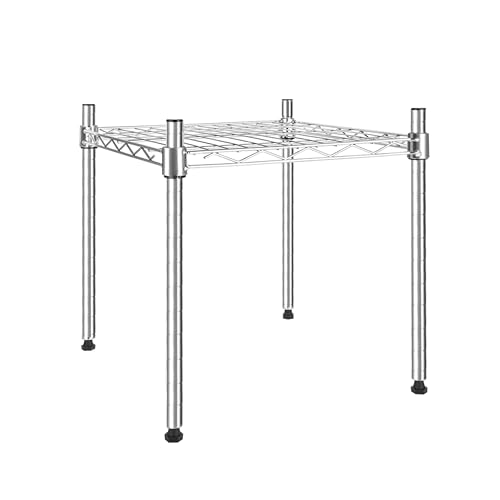 YSSOA 1-Tier Shelving Unit, 15" W x 13.8" D x 15" H Wire Metal Stackable Storage, Chrome - Image 1