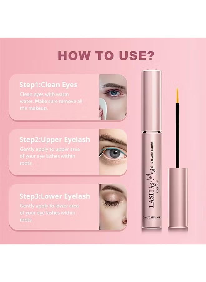 LASH BY MAYA Eyelash Serum 5ml, Lash Growth Serum for Fuller, Thicker & Stronger Lashes and Eyebrows, Irritation-Free Formula, Lash Boost for Longer Lashes - Image 2