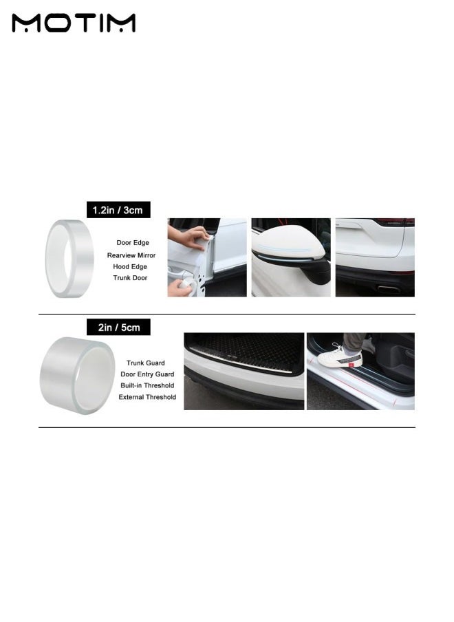 Motim 2 IN 1, 1 Roll Car Door Edge Guards, Door Sill Protector Sticker, Anti-Collision Protection Strip Wrap Film (1.28In/16.4Ft) and 5 Pcs Car Door Handle Sticker, Anti-Scratches, Car Door Cup Protector, Auto Door Handle Protective Film, Clear  - Image 3