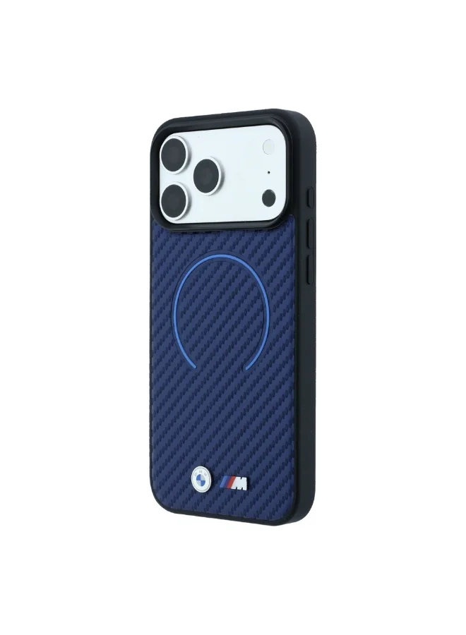 Bmw iPhone 18 Pro Max MagSafe Hard Case with PU Carbon Finish and Metal Logo Circle
