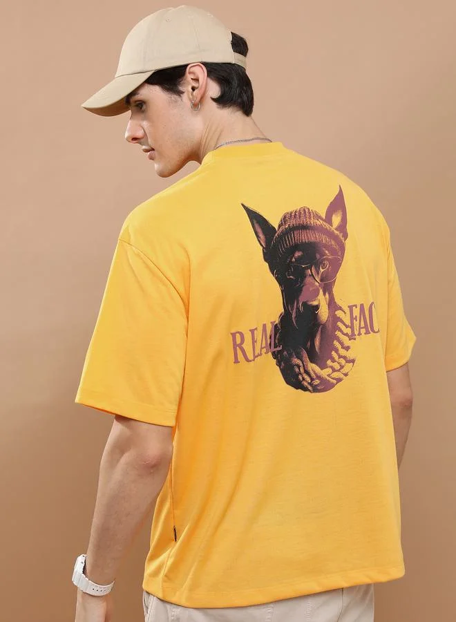 HIGHLANDER Back & Front Graphic Print Drop Shoulder Oversized T-Shirt by Styli