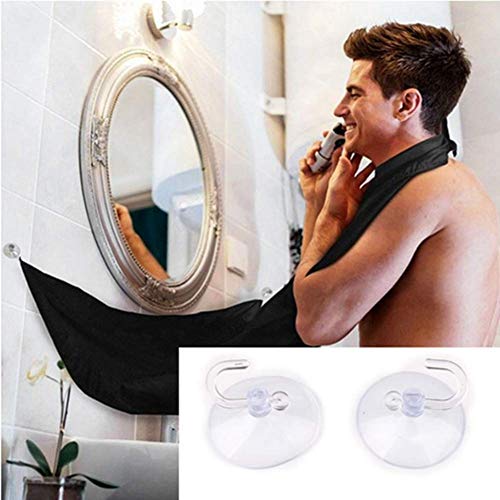 Tagve Beard Apron Bib Hair Catcher Guard for Shaving Trimming & Grooming Beard Cape with 2 Suction Cups to Attach to Mirror (Black) - Image 4