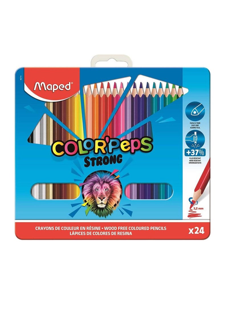 Maped 24-Piece Strong Colour Pencils In Metal Box  - Image 1