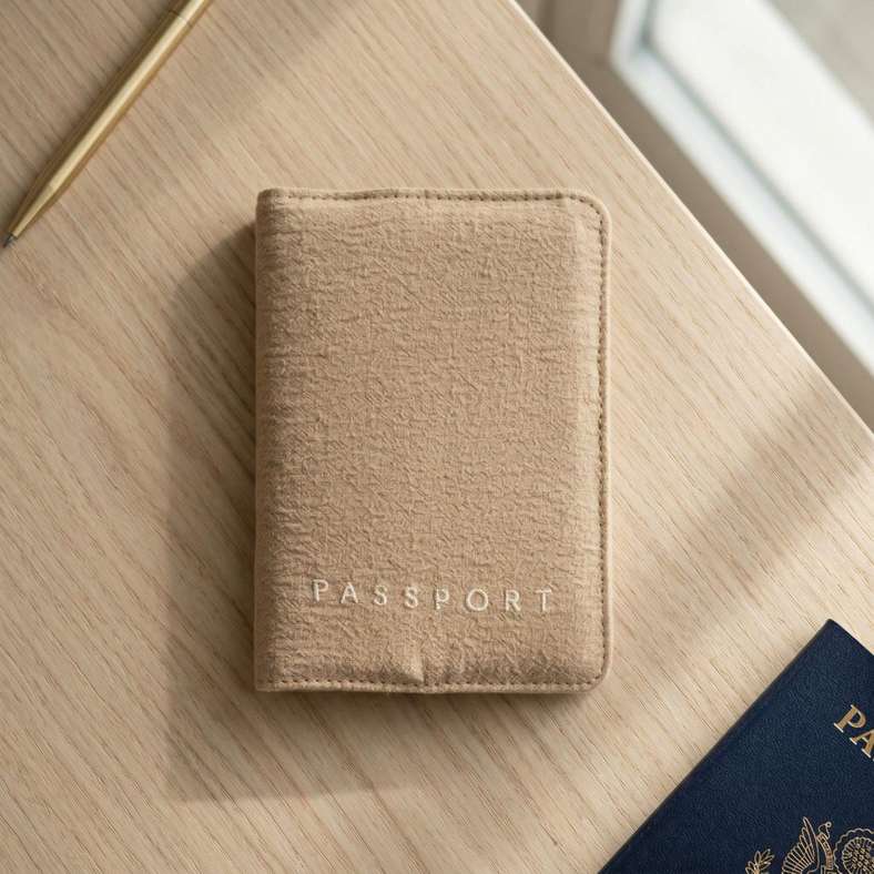 Pan Home Byron Crinkle Cotton Passport Holder 10x14cm - Wheat - 262PSF9900058 - Image 1