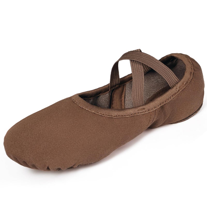 Dynadans Ballet Shoes for Women Highly Stretch Canvas Dance Split Sole Dance Shoes for Girls/Adults 8M Coffee - Image 1